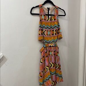Lovers + Friends Orange Yellow geometric print  Sundress - cutouts - medium